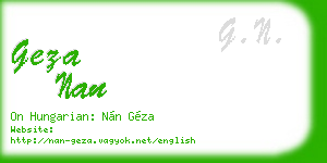 geza nan business card